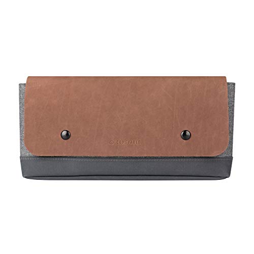 Comfyable Carrying Case Fit for Nintendo Switch with 6 Game Slots, Portable Travel Pouch Protective Waterproof Cover with Pocket for Accessories, Dark Gray & Brown