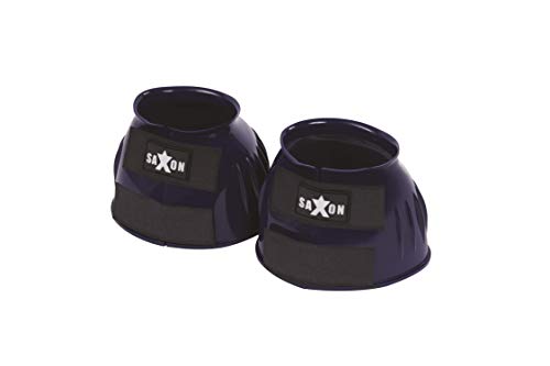 Saxon. Double Tape PVC Ribbed Bell Boots Navy Warmblood