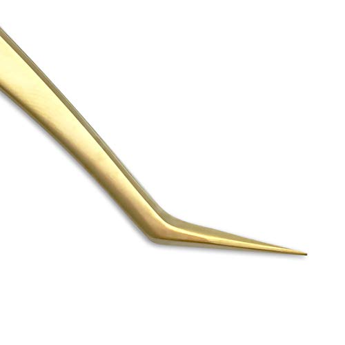 Eyelash Extension Tweezers for Make Fans 3D 4D 5D 6D 8D Volume Lashes Professional Precision Stainless Steel Mega Curved Angled Tips Lashing 45 Degree Tweezer Tools for Eye Lash Extensions Supplies - Thumbnail 4