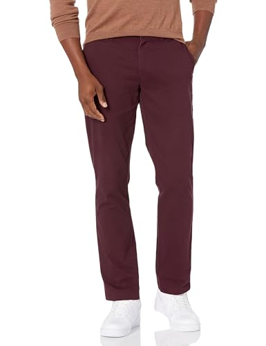 Amazon Essentials Men's Slim-Fit All-Day Stretch Casual Chino Pant, Burgundy, 3…
