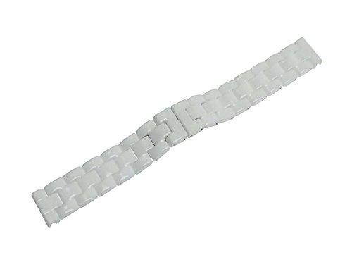 RECHERE Ceramic Bracelet Watch Band Strap Deployment Invisible Double Folding Clasp Color White (14mm)
