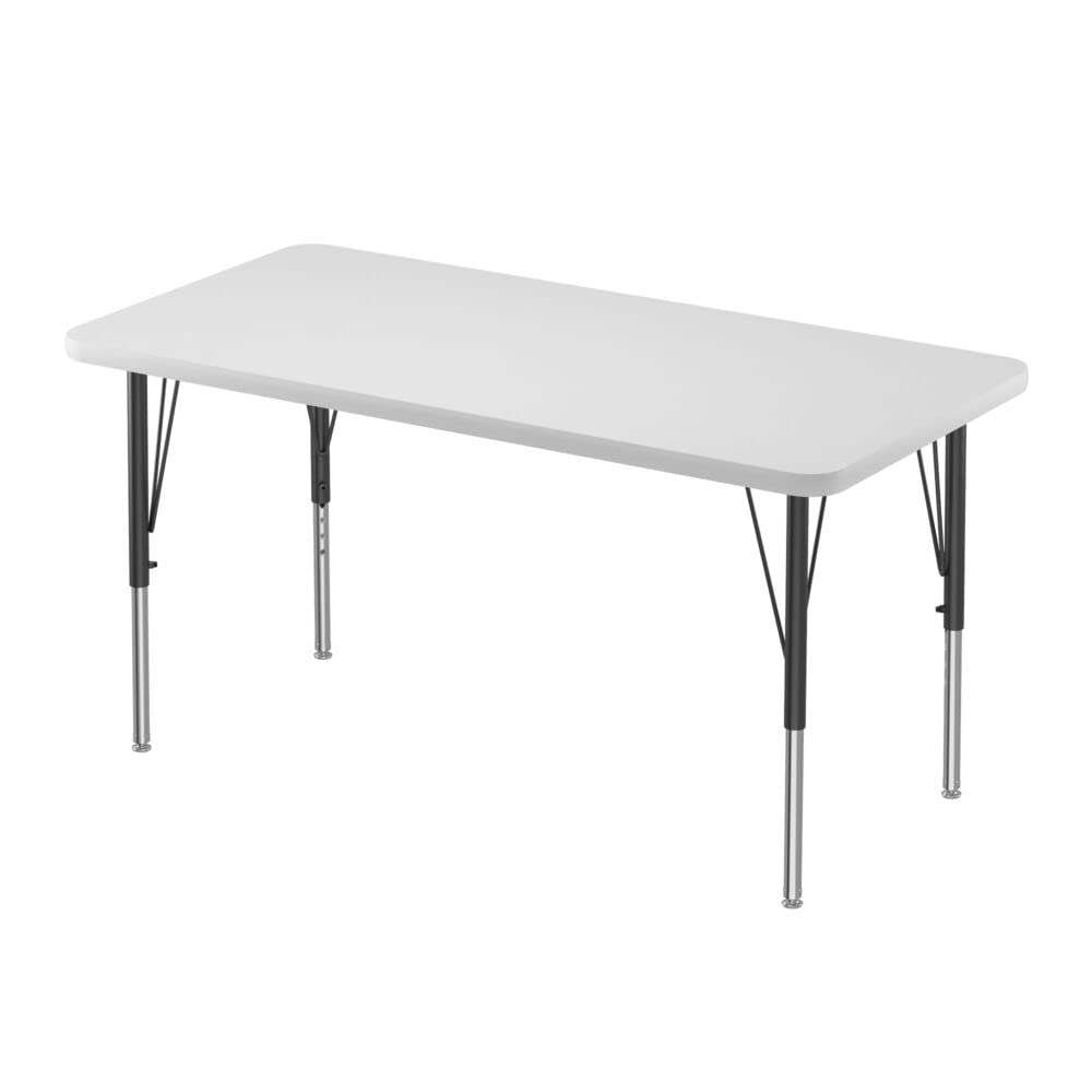 Photo 1 of **MISSING TABLE LEGS** Correll 24"x60" Rectangular Classroom Activity Table, Height Adjustable (19"-29") Markerboard/Dry Erase Durable High Pressure Top, Gray Edge, Black/Chrome Legs, School Furniture, Made in The USA