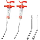 2 Pieces Goat Syringe with 4 Drench Nozzle Adjustable Dosage ,Reusable Drench Syringe for Sheep ,Dog,Goat,Pig, Cat Feeding Su