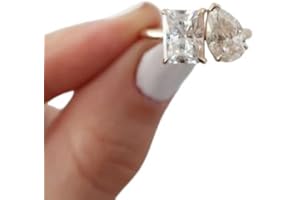 Phoenixjewel Cubic Zirconia Diamond Toi Et Moi Ring 14K Gold Vermeil 2 Stone Solitaire Ring Solid 925 Sterling Silver Anniver