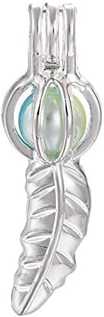 10pcs Silver Pearl Cage Locket Pendants, Essential Oil Diffuser DIY Necklace Bracelet Jewelry Making Craft, Bulk Beads Aromatherapy Diffuser Charms Gifts for Women Girls (Leaf)