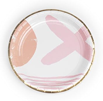 Plum and Punch 9" Dinner Paper Plate Set of 8 with Pink XO Design