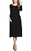 MooliDa Women Long Sleeve Midi Dress Plain Pleated Loose Swing Casual T-Shirt Dresses With Pockets