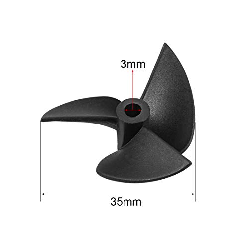 uxcell RC Boat Propeller 3mm Shaft 3 Vanes 32mm 1.4 P/D Fan Shape Pastic Black CCW Rotating Propeller Props for RC Boat, 1pc