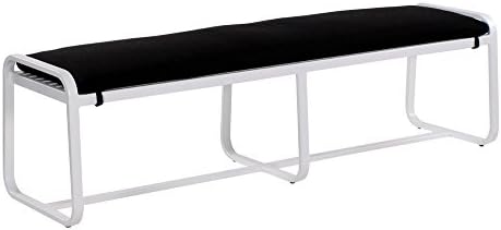 Chapman 74" Dining Bench 1" Cushion Seat Pad, CANVAS TRUE BLUE-Textured White Frame-Coal Strap