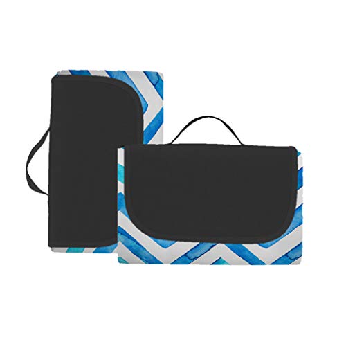 Outdoor Picnic Mat Waterproof Rectangle Foldable Picnic Blanket Wavy Stripes Pattern Outdoor Camping Beach Blanket Mat for Hiking/Travel/BBQ (A)