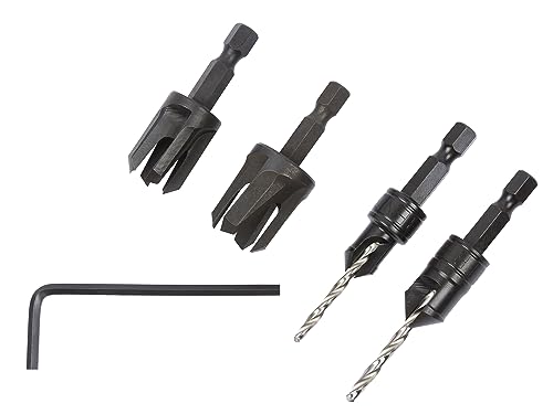Trend Snappy 4-Piece Countersink & Plug Cutter Set, 1/4 Inch Hex Shank
