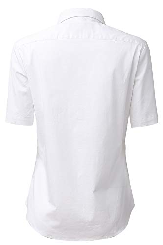 HORSE SECRET Dress Shirts for Women, Basic Short Sleeve Cotton White Button Down Shirts Size 6