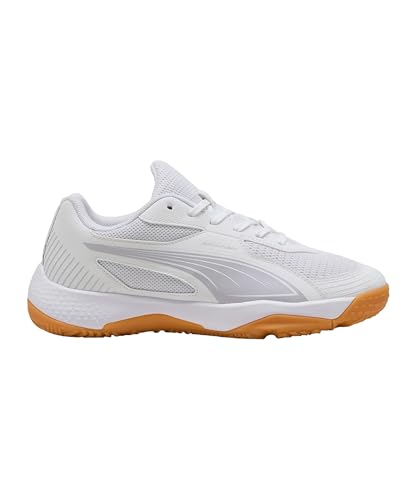 PUMA SOLARFLASH III JR Indoor Court Shoe, White-Lilac Crush-Berry, 40 EU