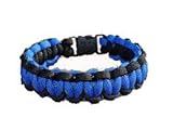 Police Thin Blue Line Black and Blue Paracord Survival Bracelet with Shoelace Charm By Bostonred2010 (Without charm Thin Blue Line Bracelet Size 8)