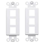 AllSmartLife QuickPort Decora Wall Plate Insert for 3-Port Keystone Jack Standard Size, Thermoset, Device Mount - White