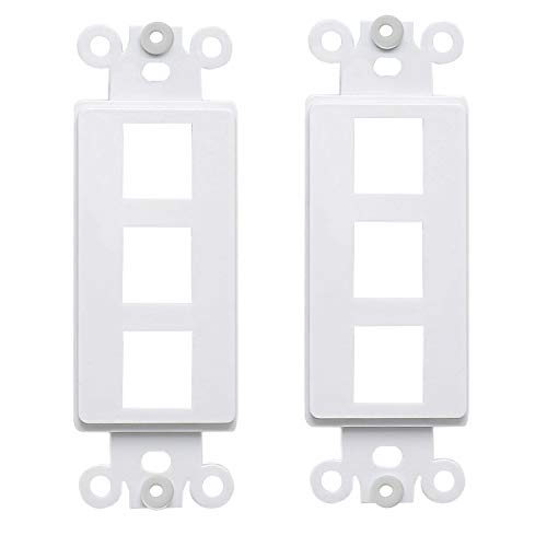 AllSmartLife QuickPort Decora Wall Plate Insert for 3-Port Keystone Jack Standard Size, Thermoset, Device Mount - White