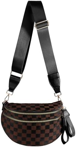 バッグ Damier Design Belt Horizontal Body Bag Amazon.com | Large Capacity Bum Bag for Women,Canvas Checkered