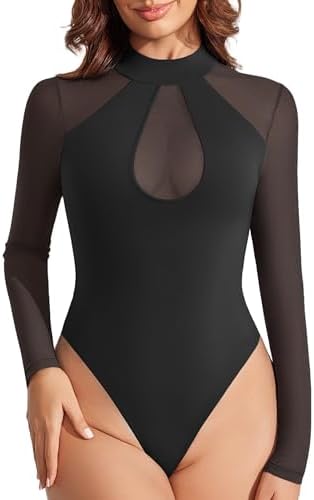 Amazon.com: Milumia Women's Sexy Cut Out Sheer Mesh Long Sleeve