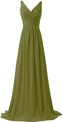 KARMA PROM Women's Chiffon V-neck Sleeveless Prom Dress Simple Bridesmaid Dress