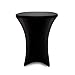 Lowpricenice 36 Inch Linen Spandex Fitted Stretchable Round Tablecloth for Cocktail Table, 36 By 42 Inch, Black