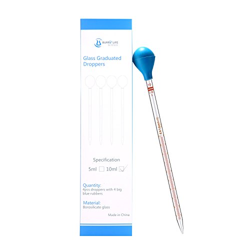 10ML Glass Graduated Droppers Pipettes Dropping Pipettes Fluid And Liquid Pipettors with Big Rubber Caps 4 Pcs - Thumbnail 6