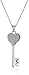 Sterling Silver Glitter Heart Key Pendant Strand Necklace, 18