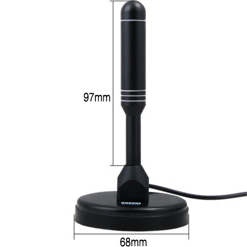 Amplified Digital TV Aerial Portable Indoor/Outdoor Digital Antenna with Signal Booster for USB TV Tuner/ATSC Television/DAB Radio - With Magnetic Base (DTA245)
