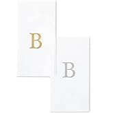 AMERICAN HOMESTEAD Disposable Hand Towels - Silver Monogrammed Guest Napkins - Linen-Like Bathroom Paper Towels for Guests - Perfect Wedding and Party Napkins - 25 Count (Silver B)