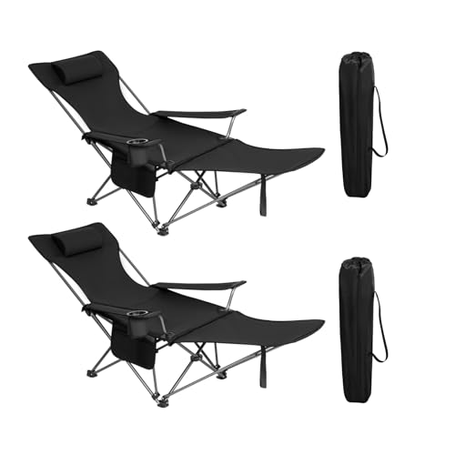 WOLTU 2-in-1 Campingstuhl faltbar 2er Set, mit Fußablage Getränkehalter