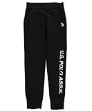 U.S. Polo Assn. Big Boys' Fleece Pull On Pant, Black, 10/12
