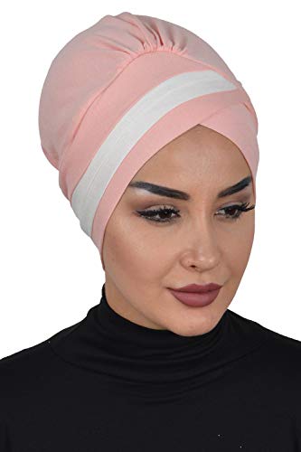 Instant Turban Cotton Scarf Head Wrap Cancer Chemo Headwear Two Colr Powdr Ivory