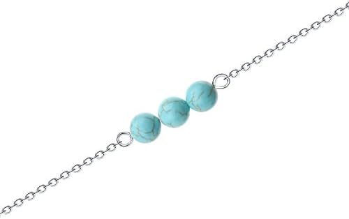 FondgemNovelty Ivory Pearl Bar Necklace - Stainless Steel Small Three Beads Tiny Pearl turquoise Choker Jewelry for Women