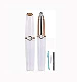 Eyebrow Hair Remover, Ruren Electric Eyebrow Trimmer for Women, Portable Painless Eyebrow Razor with Light (Battery Not Included), White