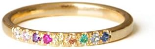 Pave Stacking ring, Thin Ring Inlaid with colorful Gemstone, Gold Filled Or Sterling Silver, Available sizes US3 - US9, Ring by LOVE NAOMI design studio