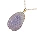 Harmily Natural Stone Pendant Women Girls Sweaters Necklace Irregular Shaped Alloy Long Chain Jewelry (1)