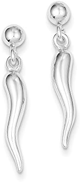 Sterling Silver Italian Horns Dangle Earrings