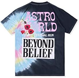 Travis Scott Astroworld Tie Dye Letter Print Casual Cotton T-Shirt for Men/Women