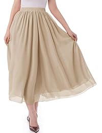 Malishow - Falda larga de gasa plisada para mujer