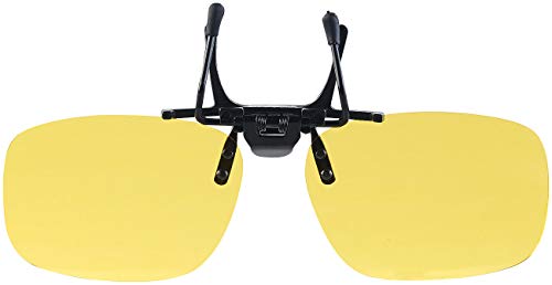 PEARL Gelbbrille: Nachtsicht-Brillenclip in abgerundetem Design, polarisiert, UV400 (Nachtfahrbrille zum Aufstecken, Nachtsichtbrille zum Aufstecken, Sonnenbrillenaufsatz)