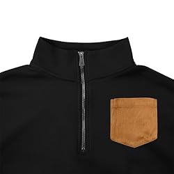 Mens Quarter Zip Pullover Vintage Fashion Long