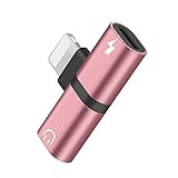 Hamdol Headphone Adapter for iPhone X/XS/XS MAX/XR/8/ 8Plus/ 7/7 Plus Headset Adaptor Splitter Earphone Connector Convertor 2 in 1 Accessories Car Charger, Quick Charge Fast Car Adapter,Rose-Gold