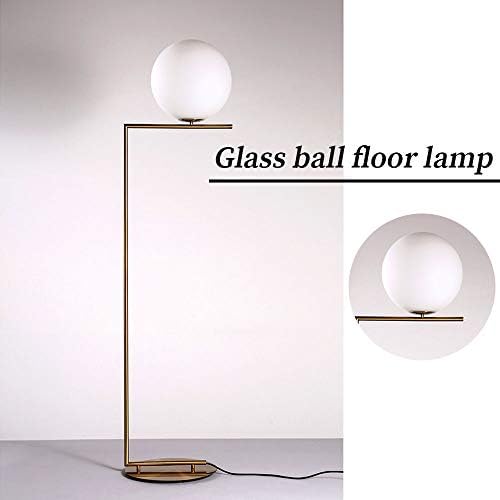 Frosted Glass Globe LED Floor Lamp, Mid Century Modern Standing Lamp for Living Rooms Tall Pole Light for Bedroom & Office with LED Bulb And Shelf Iron Lamp,30CM