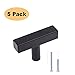 Peaha T Knobs for Cabinets - Black Drawer Knobs 5 Pack PHJ22BK - Kitchen Cabinet Knobs