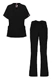 MediFit Women's Basic Solid Two Piece Medical Top & Pants Scrub Set