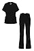 MediFit Women's Basic Solid Two Piece Medical Top & Pants Scrub Set