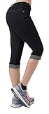 HyBrid & Company Women's Perfectly Shaping Stretchy Denim Capri