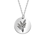 MYOSPARK Lavender Flower Disc Pendant Necklace