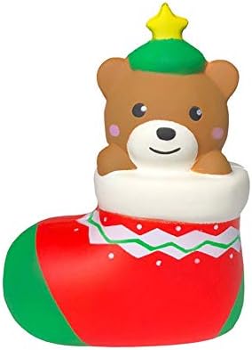 Cute Christmas Bear Gift Scented Slow Rising Kids Toys Doll Stress Relief Toy Hop Props (Multi-colored)