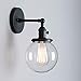 Phansthy Black Bathroom Light Fixture Single Industrial Wall Sconce with 5.9 Inches Globe Lampshade