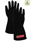 Magid Safety M011B9 Electrical Gloves | ASTM D120-09 Compliant Class 0 Rubber Electrical Insulating Gloves with Straight Cuff, Work, 11" Length, Size 9, Black (1 Pair)